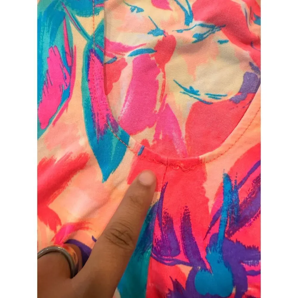Sun Streak Floral Vintage 90's One-Piece Swimsuit Size 8